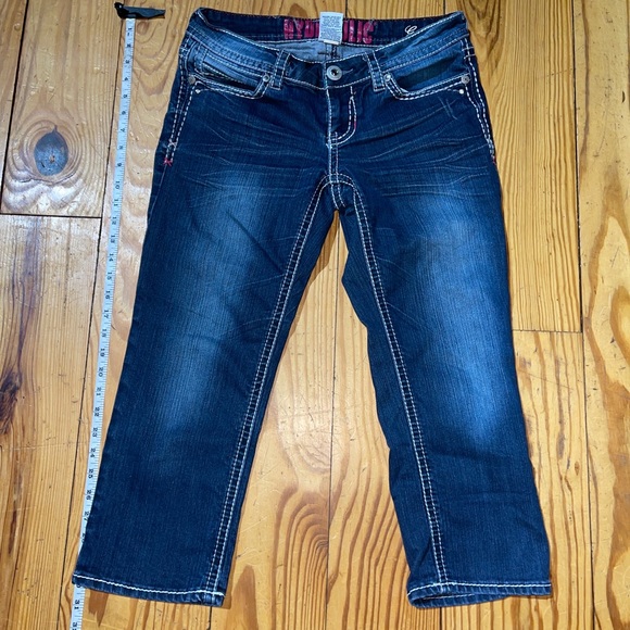 Hydraulic Gramercy Womens Blue Jeans Capri Low Rise Distress Crosshatch Sz 5/6 - Picture 1 of 6